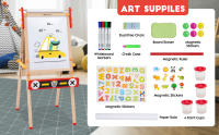 Caballete Infantil de Madera con Pizarra, Altura 80CM a 107CM, Caballete de Arte Infantil, Dibujo de Doble Cara Plegable Pizarra Blanca y Verde, Caballete de Arte de Altura Ajustable con Números, Caballete de pie con números, Otros Accesorios para niños - details 2