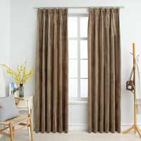 vidaXL Cortinas Opacas con Ganchos 2 Piezas 140x175 cm Terciopelo Casa Color Beige,  Crema,  Negro y mas - details 0