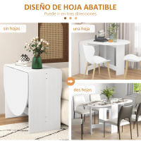 HOMCOM Mesa de Comedor Plegable Mesa de Cocina Plegable Ovalada con Alas Abatibles Estilo Moderno 163x80x75 cm Blanco - details 0