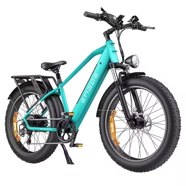 ENGWE E26 Bicicleta Eléctrica para Adultos, 26"x4.0" Fat Tire, Bicicleta de Montaña Eléctrica de 250W, Batería de 48V 16Ah, Alcance de hasta 140KM, Shimano 7 velocidades, Suspensión Dual MTB, Pantalla LCD, Prácticos accesorios gratuitos - Verde - 1