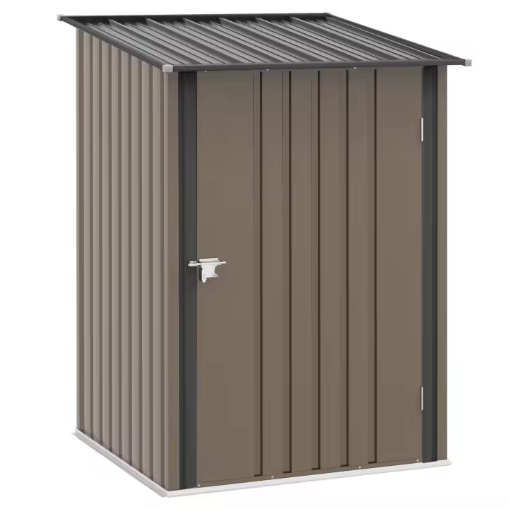 Caseta de Jardín de Maple, 0,92 m² Caseta de Jardín de una vertiente Armaro de Jardín con cerradura, Caseta de Jardín Para balcón, Terraza, 100x103x160 cm, marron - 1