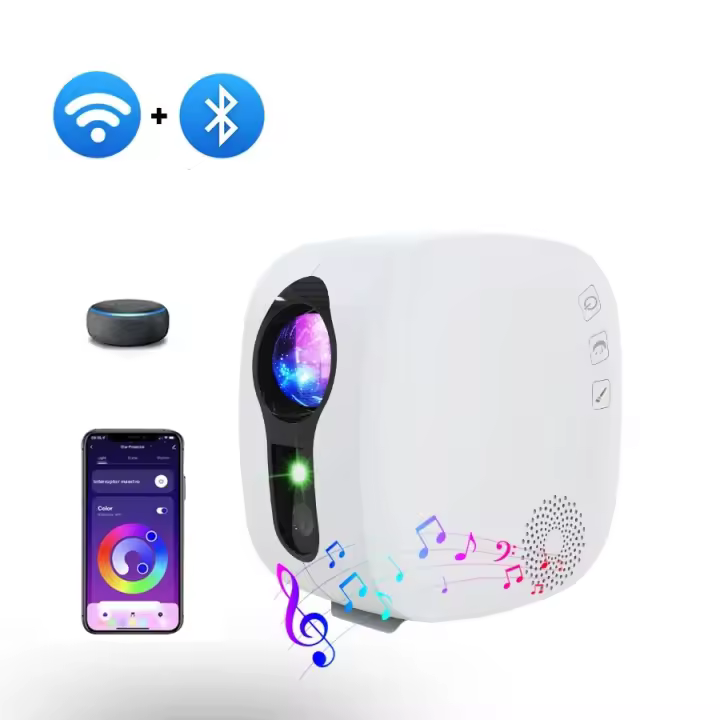 Proyector De Estrellas WiFi Control APP Bluetooth Luz Nocturna Aurora Para Decoración De Dormitorio Lámpara De Ambiente Redonda - 1