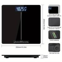 Báscula De Peso Digital Multifuncional Cuadrada Para Baño Preciso Con Pantalla LED Iluminada Unidad De Medición Kg Tamaño 26x26x2cm - details 1