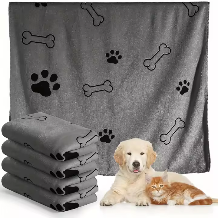 Toalla Para Perros Y Gatos De Secado Rápido Microfibra Absorbente Mediana Para Mascotas Algodón 100% Producto De Baño Para Animales - 1