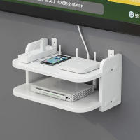 Estante Flotante De 2 Niveles Soporte Para Router Wifi Cajón Superior Organizador De Almacenamiento De Pared Con Salida Multi Tap Y Cableado Montaje En Pared - details 1