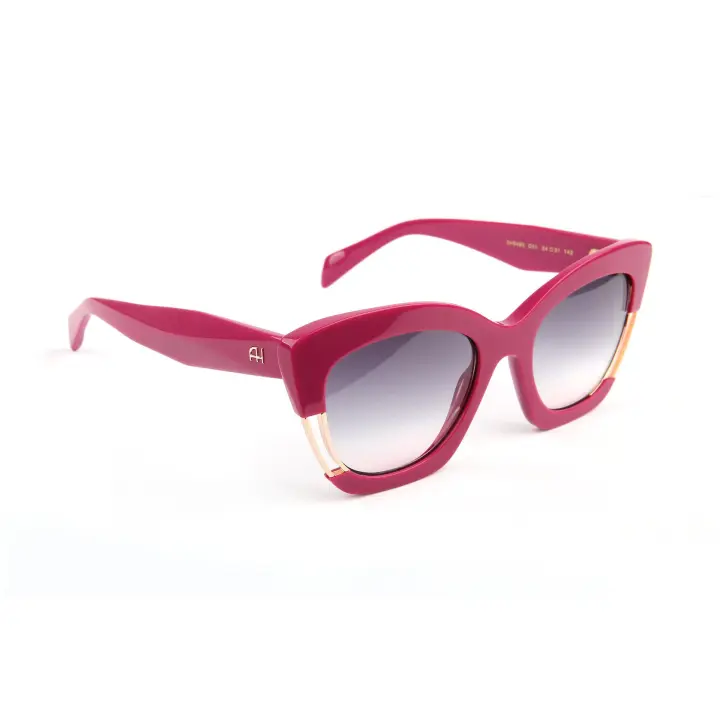 GAFAS DE SOL MUJER ANA HICKMANN AH9480 D01 54-21 142  Montura Acetato Rosa  Frente con Detalle Dorado   Varilla efecto doble relieve  Forma Mariposa  Lente Gris Degradado - 1