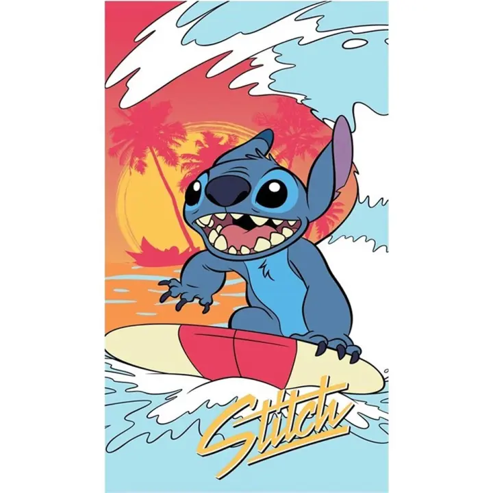 Stitch Surfer Toalla de Playa Tamaño 140x70cm 100% Algodón Toalla de Verano Piscina Baño - 1