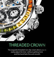 Reloj Mécanico De Lujo PAGANI DESIGN Para Hombre Con Bisel De Cerámica Arco Iris Resistente Al Agua De Acero Inoxidable Y Correa De Goma - details 7