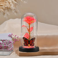 Lámpara De Rosas Artificiales Con LED Galaxia Rosa Y Mariposa Regalo De Navidad Para Bodas Y San Valentín Decoración De Hogar - details 4