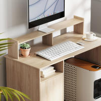 HOMCOM Escritorio con Estantería Moderno Escritorio con Puerta Compartimentos Abiertos y Soporte para Monitor Mesa para Estudio Dormitorio Hogar Oficina 108x50x94 cm - details 7