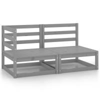 vidaXL Juego de muebles de jardín 2 piezas madera maciza de pino en color Gris/Marrón miel/Negro | almacenamiento funcional diseño moderno para baño dormitorio sala - details 0