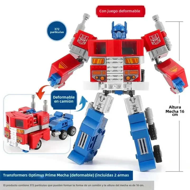 Bloques De Construcción Creativos Optimus Prime Y Camión Robot 372PCS Juguetes De Bloques De Construcción Para Niños Regalo Ideal Para Edad 6-12 Años Material ABS Compatible Con Lego - 1