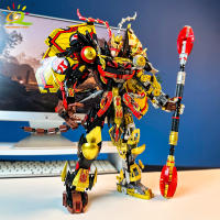 Bloques De Construcción HUIQIBAO Negro SunWuKong Guerriero Mecha Robot Figura De Acción MOC Juguetes De Construcción Para Niños Exhibición De Ciudad - details 3