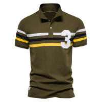 Primavera y novedad de verano, camisa POLO de talla europea para hombre con solapa, camiseta informal de manga corta digital con costuras a rayas para hombre - details 3