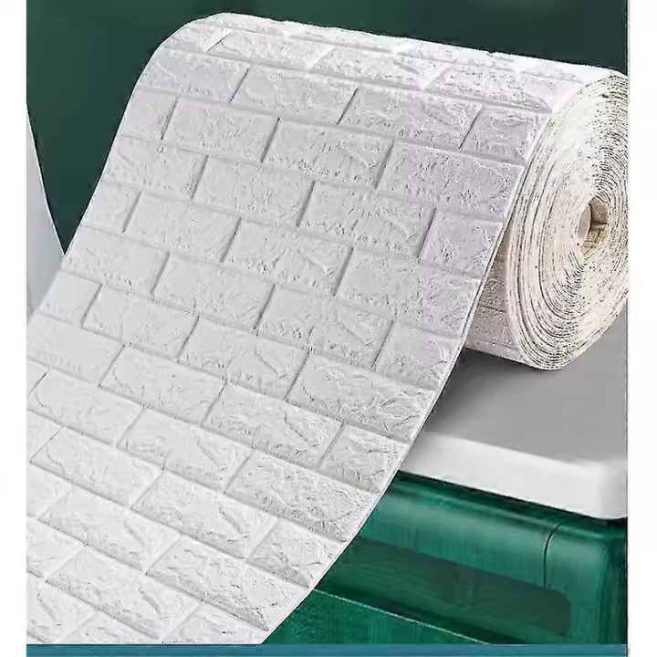 Panel de papel tapiz 3D autoadhesivo enrollado, 1 metro de largo y 70 centímetros de ancho. Adhesivo de pared de espuma impermeable, imitación ladrillo, para decoración de paredes, salón, fondo de TV. - 1