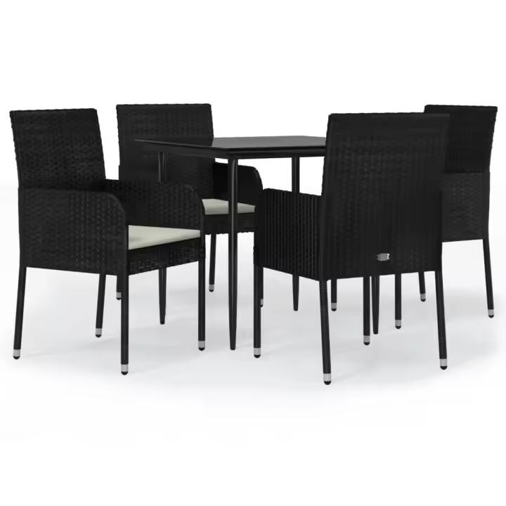 vidaXL Set de muebles jardín 5 pzas con cojines ratán sintético negro - 1