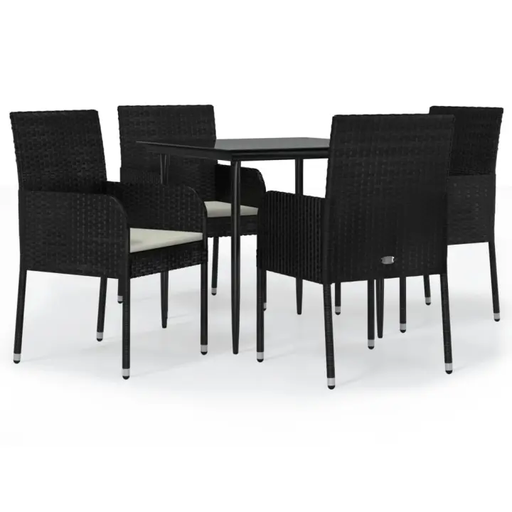 vidaXL Set de muebles jardín 5 pzas con cojines ratán sintético negro - 1