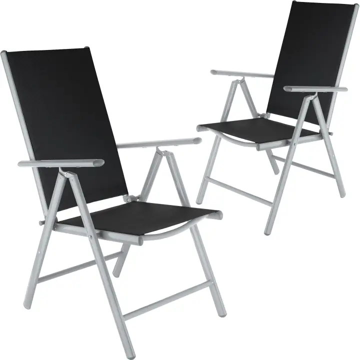 Tectake - Sillas de jardín plegables de aluminio, Estructura de aluminio revestido, muy estable y ligera, Plegables y con malla sintética transpirable, Respaldo alto y reclinable en 7 posiciones, muy cómodas - 1
