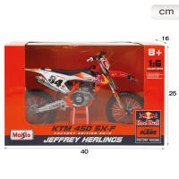 MAISTO - Moto Supercross KTM SX450 2018 escala 1:6 con dorsal de Jeff Herlings, réplica oficial, metal die-cast, incluye soporte de exposición desmontable, ruedas móviles y manillar funcional, ideal para coleccionar o jugar - details 6