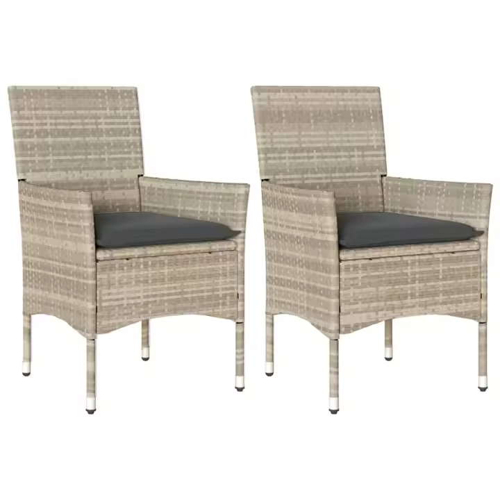 vidaXL Sillones de jardín con cojines 2 uds ratán sintético gris - 1