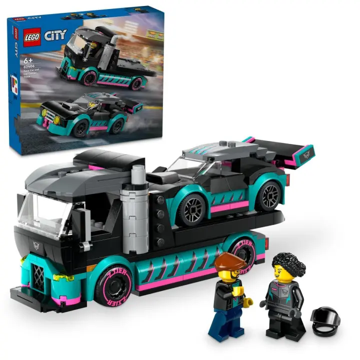 LEGO 60406 City Coche de Carreras y Camión de Transporte Juego de juguetes para mayores de 6 años - 1