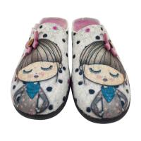 Zapatillas de casa mujer  cómodas, flexibles, ligeras y gran confort , Marca Flossy con plantilla extraíble y suela perfumada , antideslizante , fabricadas en España ,material de fieltro, con bonita ilustración de niña - details 1