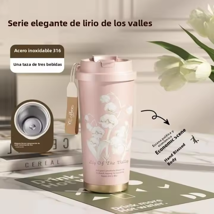 GIANXI Taza De Viaje Portátil a Prueba De Fugas Con Diseño De Lirio De La Valldor Stainless Steel Aislada Para Café Taza Húmeda Útil - 1