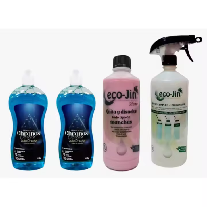 ECOJIN home 1 litro + difusor + 2 lavavajillas manuales Chronos de Laboncler. lavavajillas Aroma Ropa limpia con gran poder desengrasante. ELIMINA LOS MALOS OLORES. Mezclar agua y CHRONOS a partes iguales en un dispensador y listo para su uso - 1
