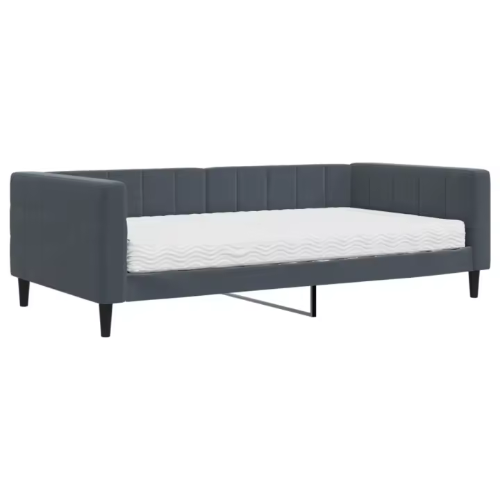 vidaXL Sofá cama con colchón terciopelo gris oscuro 100x200 cm - 1