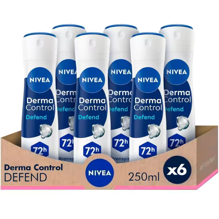 NIVEA Pack ahorro - Desodorante en spray Derma Control Defend 250ml x 6 unidades - 1
