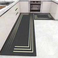 2pc Alfombras De Piso De Velours Cristal Absorbentes Antideslizantes Para Cocina Alfombras De Suelo Fáciles De Cuidar Y Limpieza - details 0