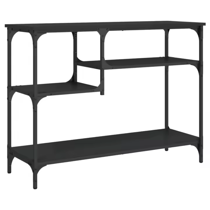 vidaXL Mesa consola con estantes 100x35x75 cm Negro, Roble Sonoma, Roble ahumado Mesa de sofá Mesa de Entrada para Salón Consola de Entrada Mueble Recibidor Mesita Mesa auxiliar Salon - 1