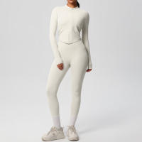 SSITO Traje de Yoga de 2 UDS., Conjunto Deportivo de Gimnasio para Mujer, chándales para correr con Cremallera, ropa Deportiva de entrenamiento, Camisa Deportiva Larga de manga, ropa de Yoga - details 23