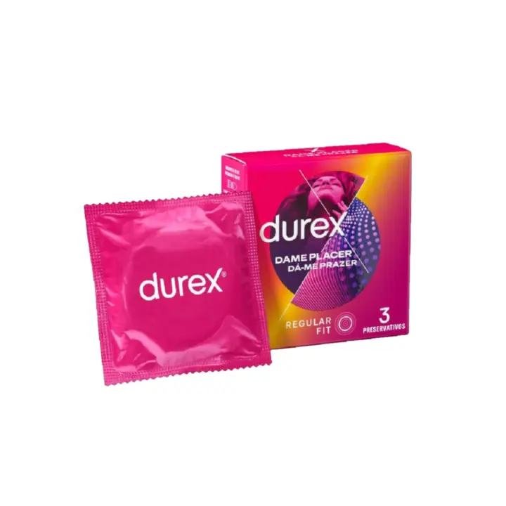 Preservativos Durex Dame Placer Con Puntos Y Estrías Para Una Estimulación Extra Condones De Látex Con Ancho Nominal De 56 MM Con Lubricación Extra Y Paredes Gruesas Para Garantizar La Protección Compatibles Forma Anatómica Diponible En Caja De 3 o 12 Ud - 1