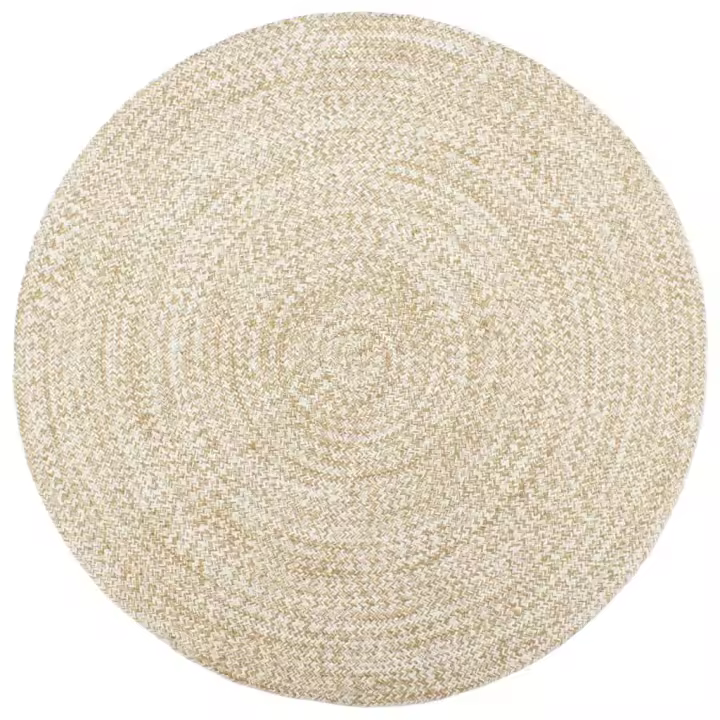vidaXL Alfombra hecha a mano de yute 180 cm Color Blanco,  Negro,  y mas Alfombras de área  Alfombra de Piso para Sala de Estar Dormitorio Habitación Salón - 1
