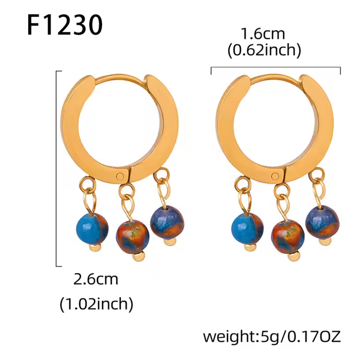 Elegantes Pendientes de Perla de Joya Bohemia Hoja de Arce Dorada en Acero Inoxidable - 1