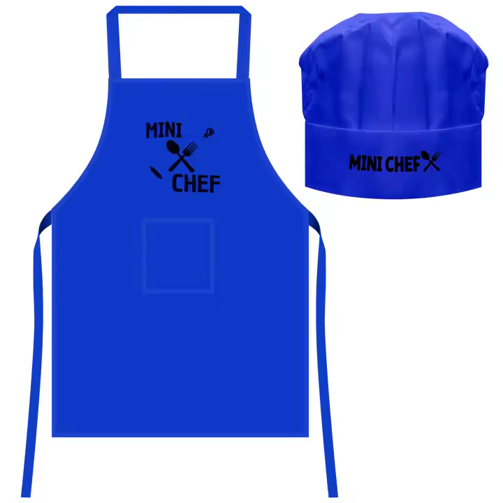 Pack Delantal y Gorro Mini Chef para Niño Niña Cocinero con Bolsillo Delantero y Material Ecológico. ¡Hazte con la Mejor Moda en SANGOIMPRESS! - 1