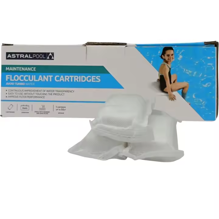 Floculante En Cartuchos Para Piscina, Astraalpool 11390, Caja 8 Saquitos (8x125g), Clarificante Para Aguas Turbias, Agua cristalina, Sirve Para Piscinas De Filtro De Vidrio y De Arena - 1
