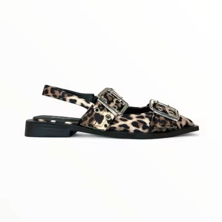 Bailarinas mujer leopardo animal print mary jane merceditas puntera puntiaguada,talon abierto,ajuste de hebillas,comodas ligeras en tendencia 2025 fashion bella - 1
