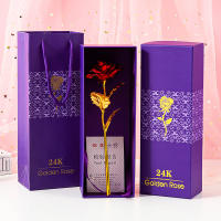 Rosa Dorada 24K Artificial Colorida Flor Metálica Regalo Único Para Las Mujeres En Día De San Valentín Con Caja De Regalo Decoración - details 19