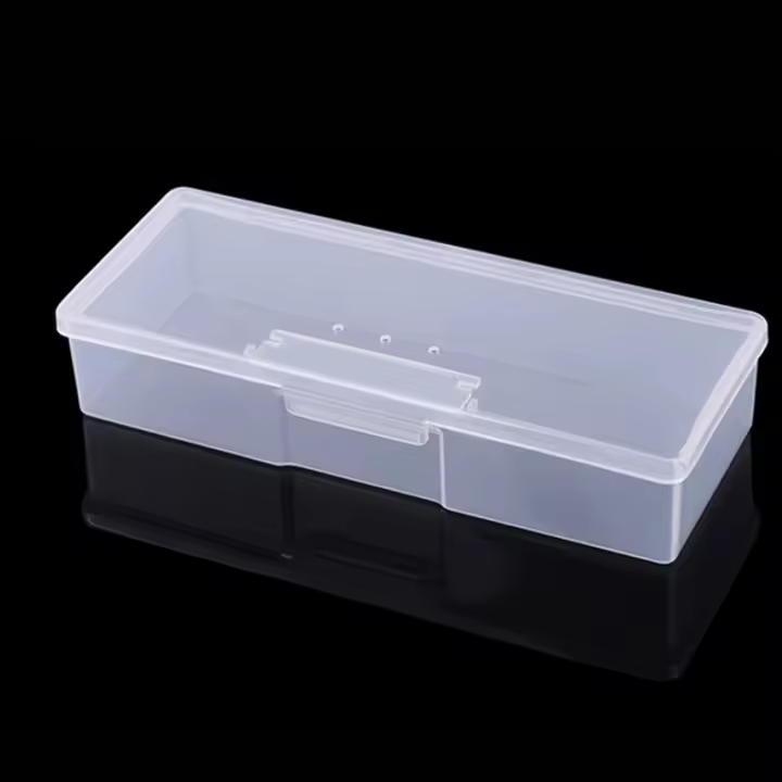 Caja De Almacenamiento Para Uñas Rectangular Y Transparente De Plástico Con Espátula Lápiz Y Archivo De Pulido Para Arte De Uñas - 1