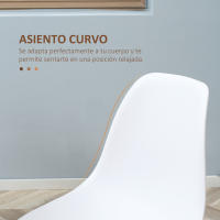 HOMCOM Pack de 4 Sillas de Comedor Sillas de Cocina con Respaldo Alto y Patas de Metal para Salón 45x52x85,5 cm Blanco y Natural - details 9