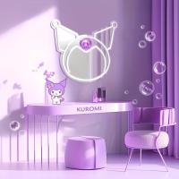 Espejo Neón Ajustable De Color Morado Sanrio Kuromi Para Decoración De Habitación Luz De Neón Para Maquillaje Regalo De Cumpleaños - details 2