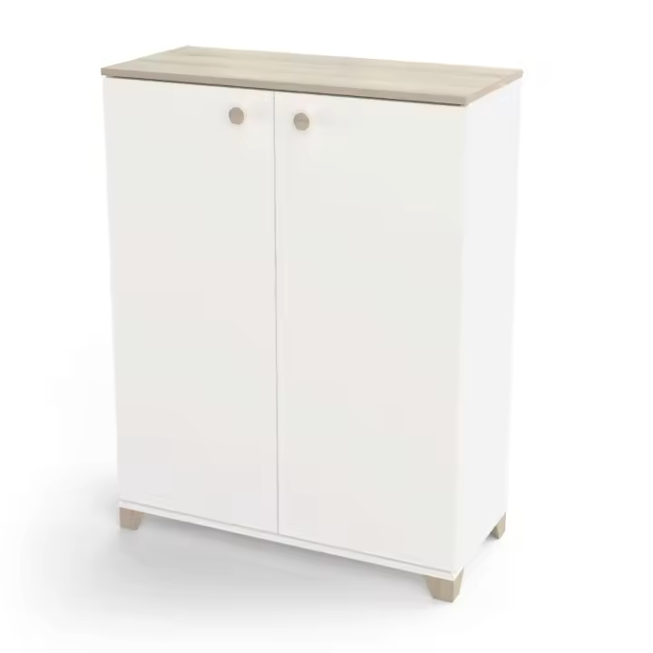 Miroytengo Armario Auxiliar Pequeño Izzy con Puertas Abatibles en Color Blanco mate y Roble Kronoberg 104x80x35 cm - 1