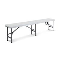 MIRAMAX-Banco plegable de plástico y acero con asa de transporte,asiento portátil para picnic al aire libre, camping,fiestas,Blanco,180 x 29 x H 44 cm - details 0