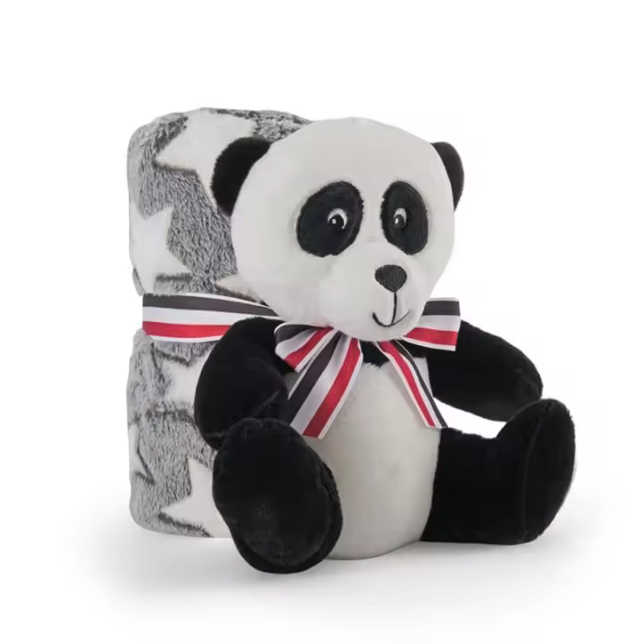 Peluche + manta suave oso panda 22cm - 1