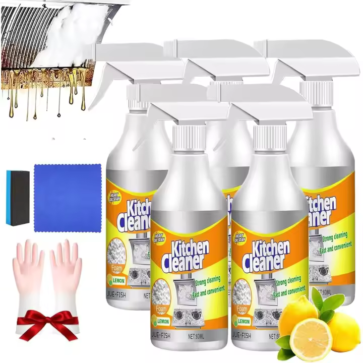 Limpiador de espuma para cocina, spray limpiador, spray limpiador de cocina, spray limpiador de cocina en espuma, potente limpiador de espuma quitamanchas, limpiador de espuma multiusos (juego de 5) - 1