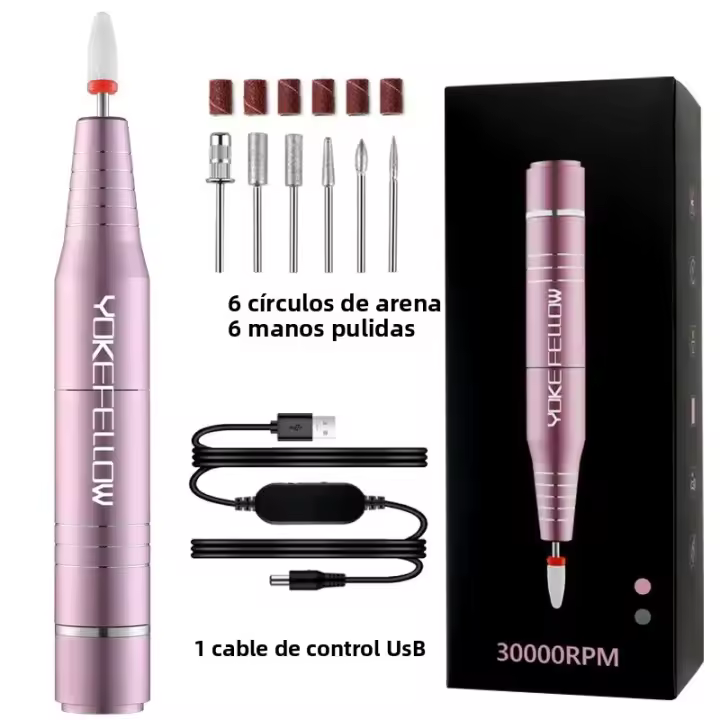 YOKEFELLOW Kit De Archivo De Uñas Eléctrico Profesional 30000RPM Para Acrílico Y Gel Manicura Y Pedicura En Casa Material De Acero Inoxidable - 1