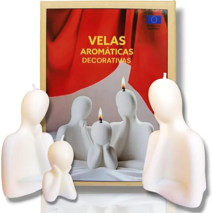 Buscodecor - Velas Decorativas Familia Unida, Blancas, 3 Figuras para Decorar tu Hogar, Hechas a Mano. Regalo Ideal. - 1