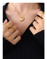 Collar con colgante estilo corazón de amor para mujer, Circonia cúbica, collar de acero inoxidable, joyería de lujo, regalo del Día de San cuadrado de estrella de acero inoxidable Vintage para mujer, collar de cadena de serpiente chapado en oro de 18 - details 6